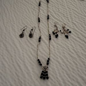 Ladies marcasite necklace and earrings